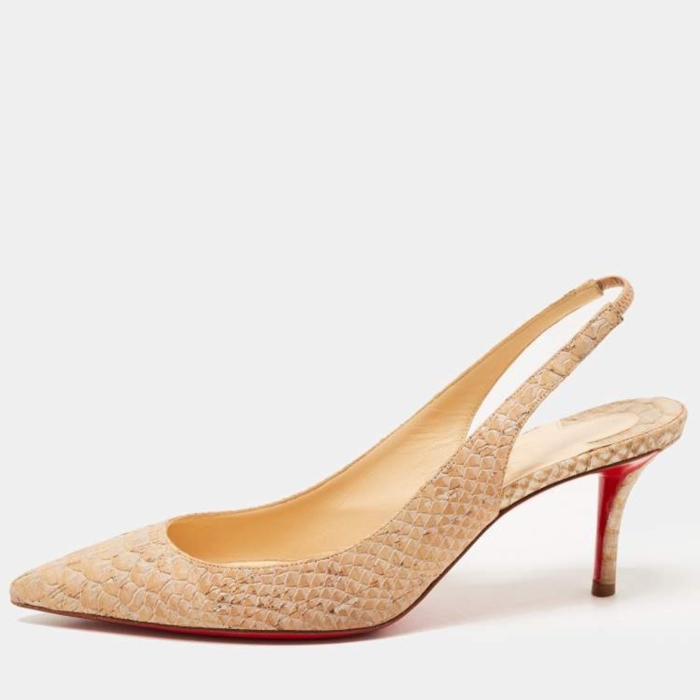 Christian Louboutin Kate Python-Embossed Slingbac… - image 1